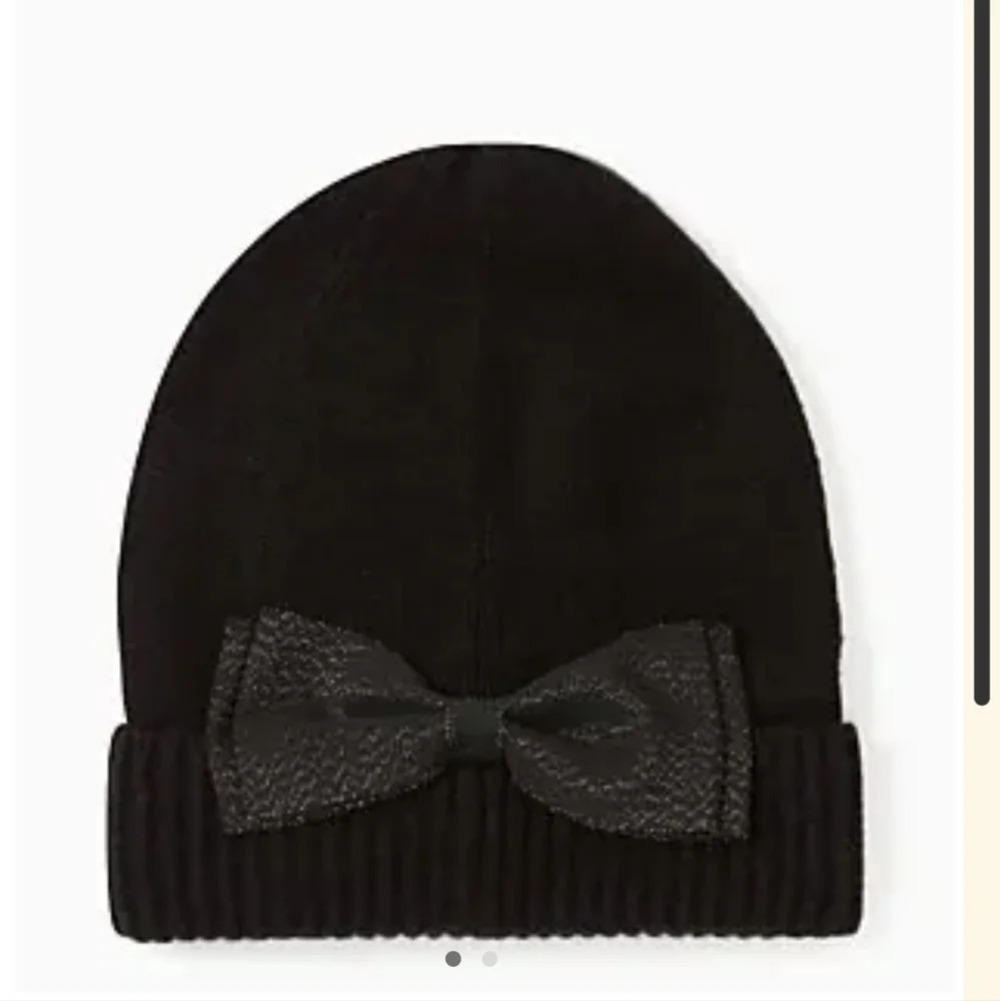 Kate Spade Black Bow Beanie NEW
